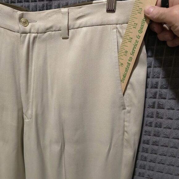 TommyBahama Silk Khaki Dress Pants 34x31 Beach Wedding Boho Preppy Old Money - Picture 5 of 16